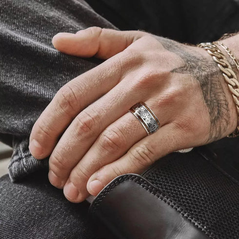 Men's 10mm Tungsten Clockwork Gears Koa Wood Inlay Engagement Wedding Band